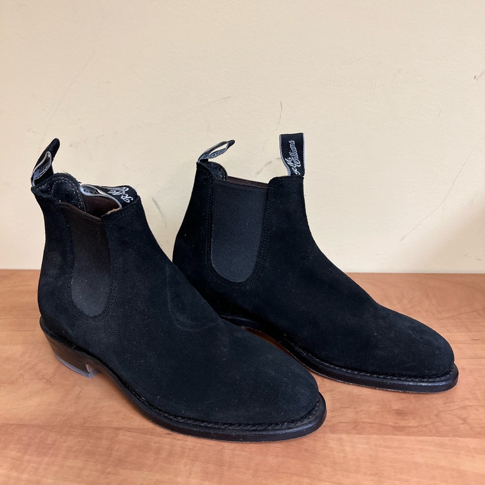 R.M. Williams Black Suede Chelsea Boot